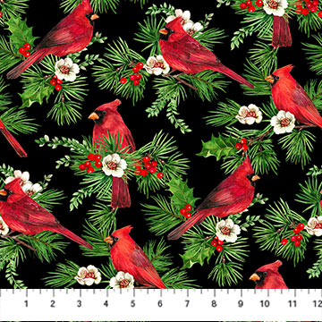 Cardinal Christmas - Black Multi Cardinals