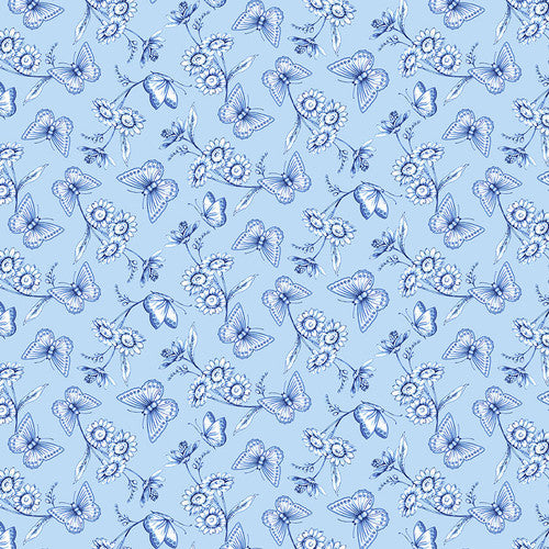 Annablue - Light Blue Butterflies With Floral