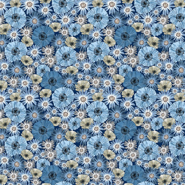 Blue And Marble - Blue Packed Daisies