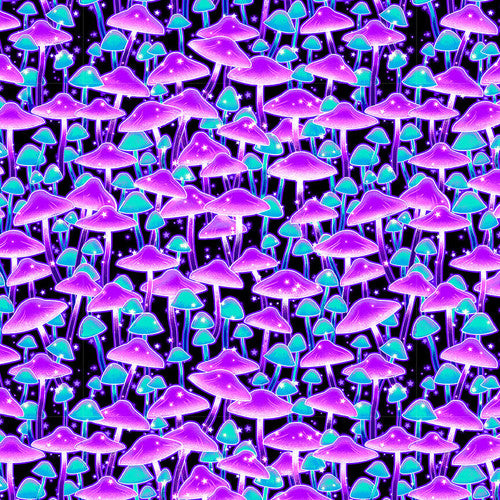 Magic Moon Garden - Black/Fuchsia Mushrooms