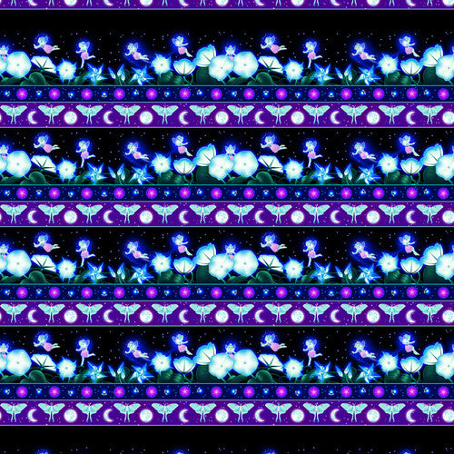 Magic Moon Garden - Black/Multi Moonflower Stripe