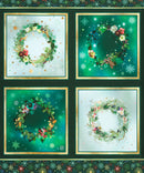 Merriment - Teal Winter Wreath Panel