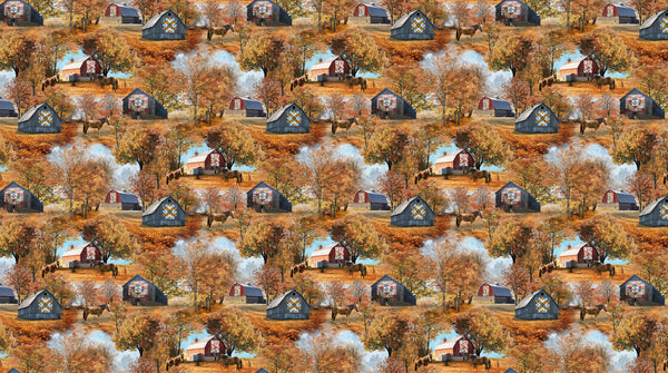 Barn Quilts - Rust Multi Barn Scene