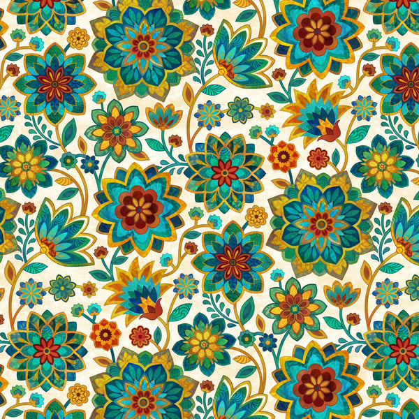Boho Blooms - Cream Multi Large Trail