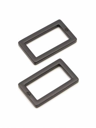 Two 1" Rectangle Rings Black Metal