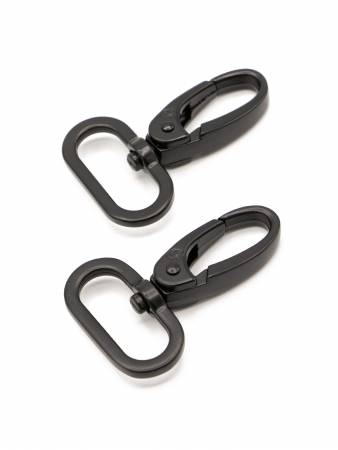 Two - 1" Swivel Hooks Black Metal