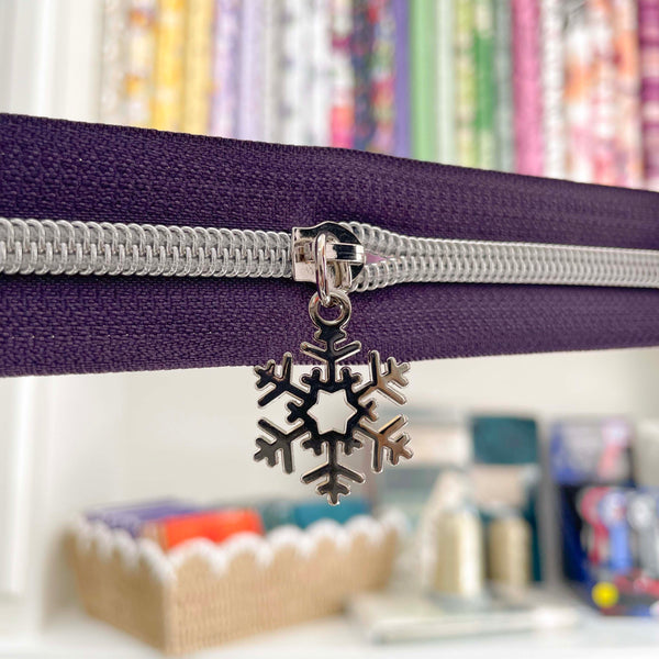 Nickel Snowflake Pulls for #5 Zipper Tape - Package of 5
