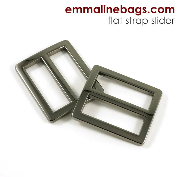 1" Gunmetal Flat Strap Sliders - Package of 2