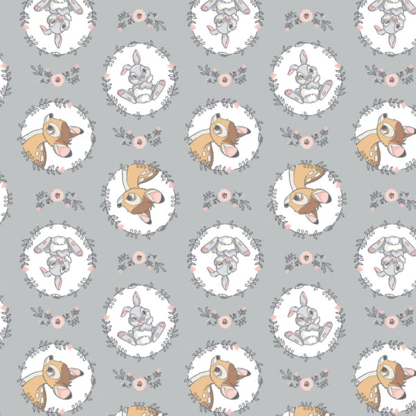 Bambi & Thumper - Grey Wreath Flannel